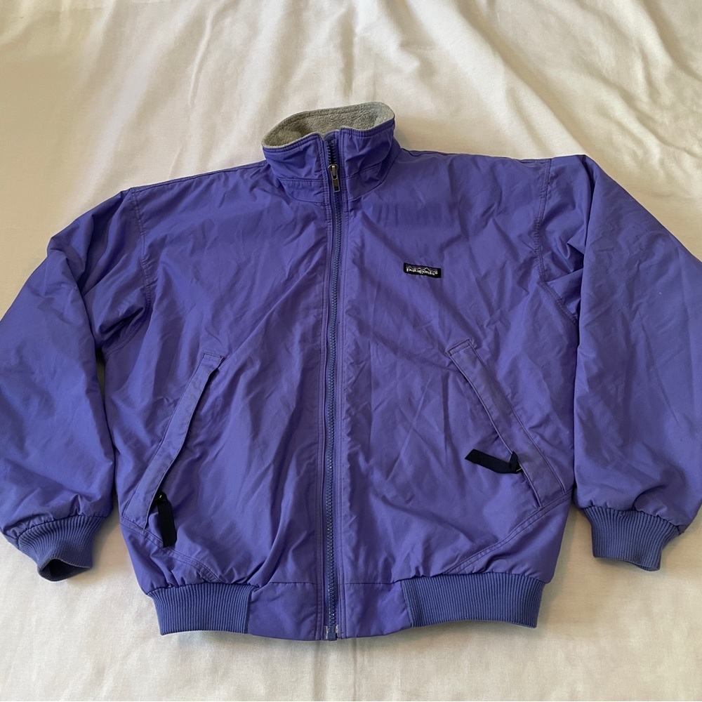Vintage Patagonia 8 Shelled Bomber Jacket ~ Full Zipper Fleece Lined Purple